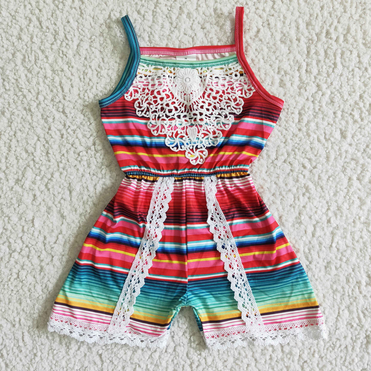 Serape sleeveless lace baby girls summer jumpsuit