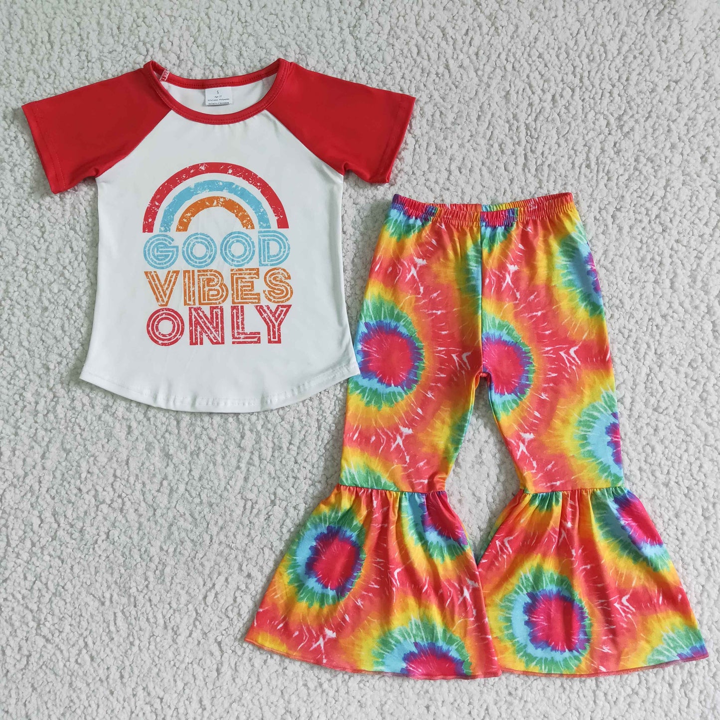 Good vibes only girl rainbow tie dye outfit