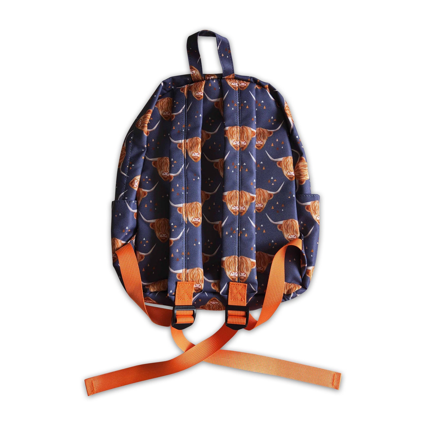 Navy highland cow kids girls back to school bags