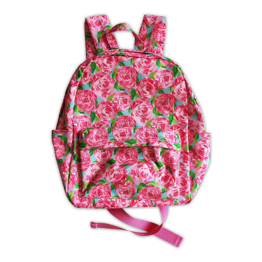 Hot pink rose floral kids girls back to school bags