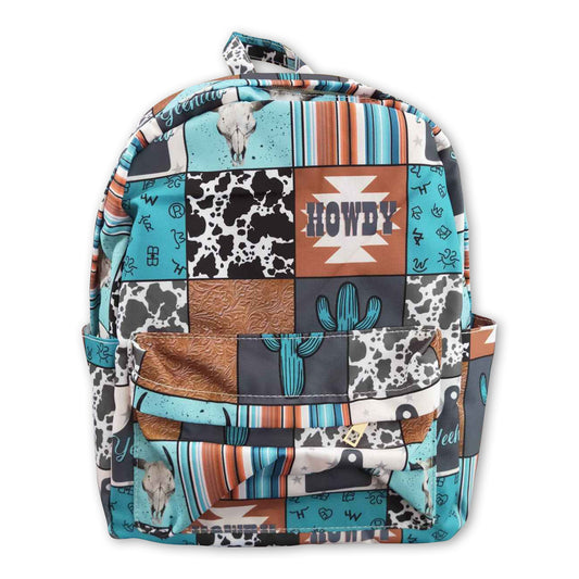 Howdy cactus patchwork kids western backpack