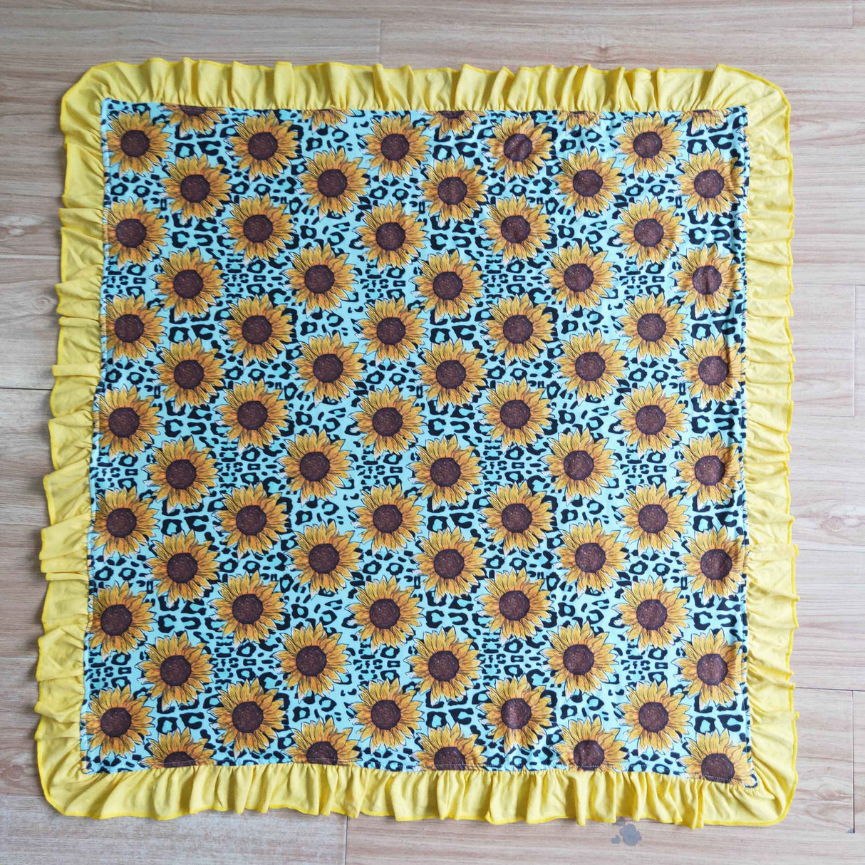 Sunflower leopard baby girls ruffle blankets