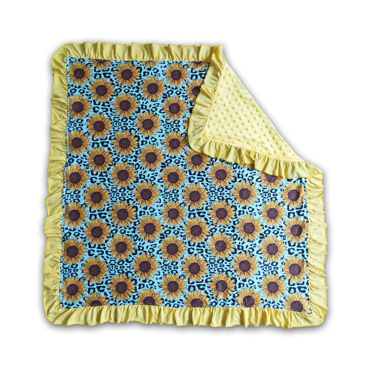 Sunflower leopard baby girls ruffle blankets