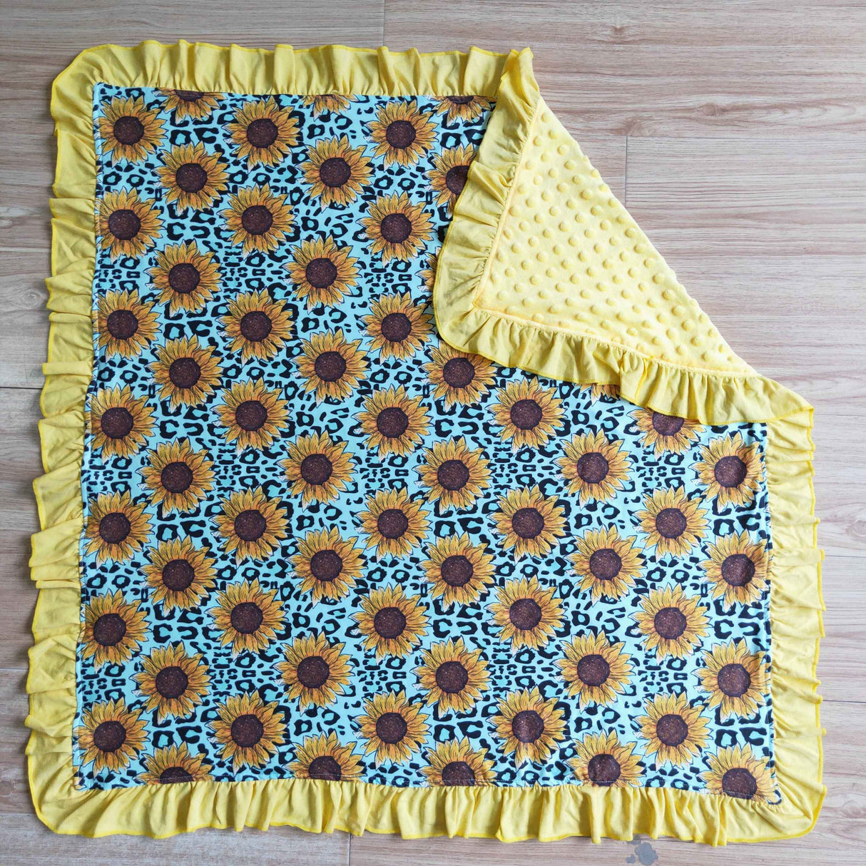Sunflower leopard baby girls ruffle blankets