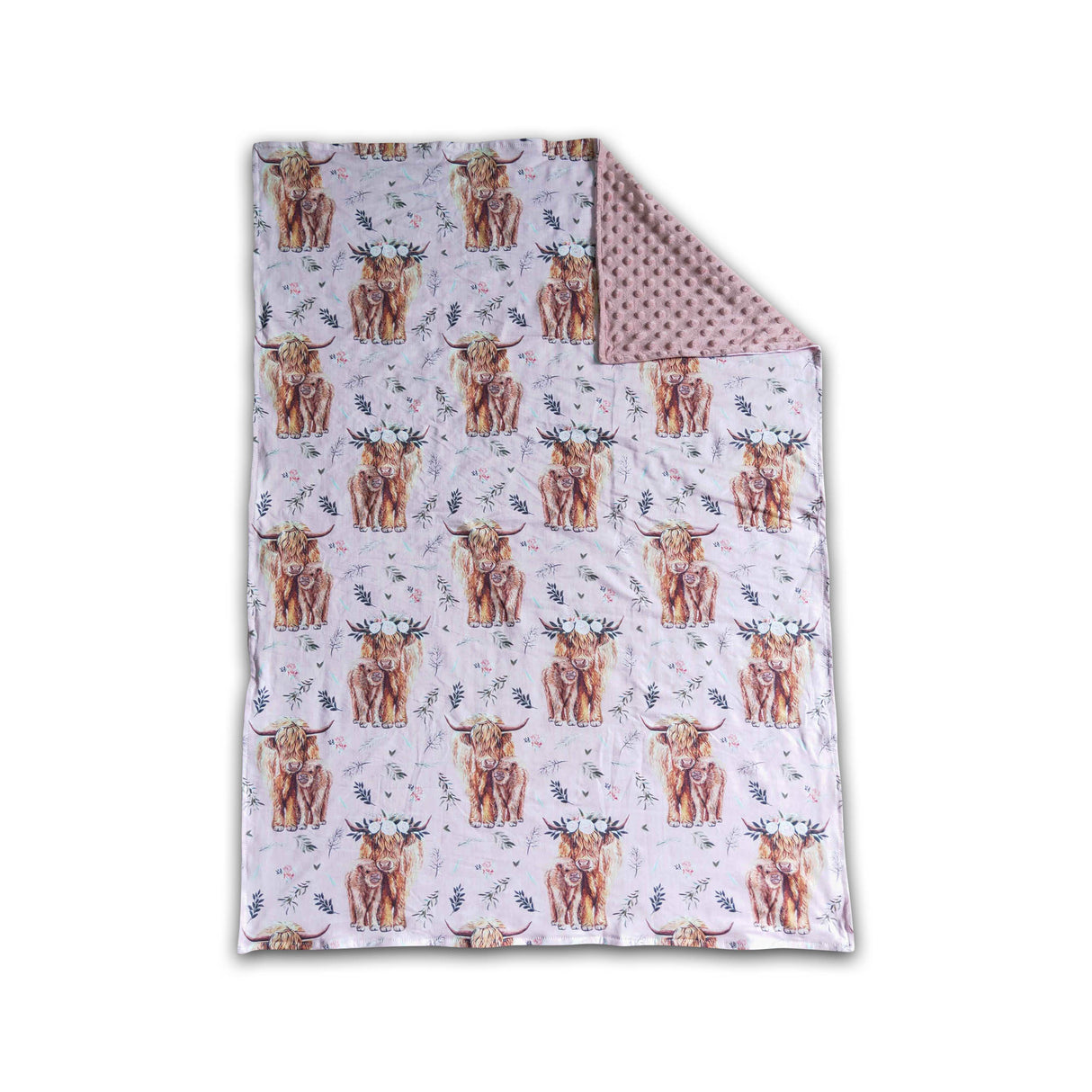 Highland cow minky baby kids blankets