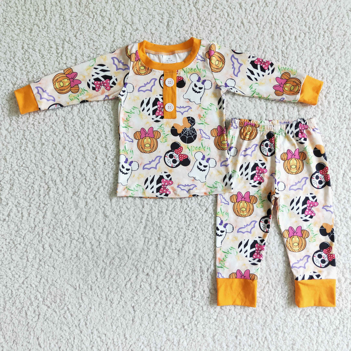 Ghost pumpkin mouse print baby boy Halloween pajamas