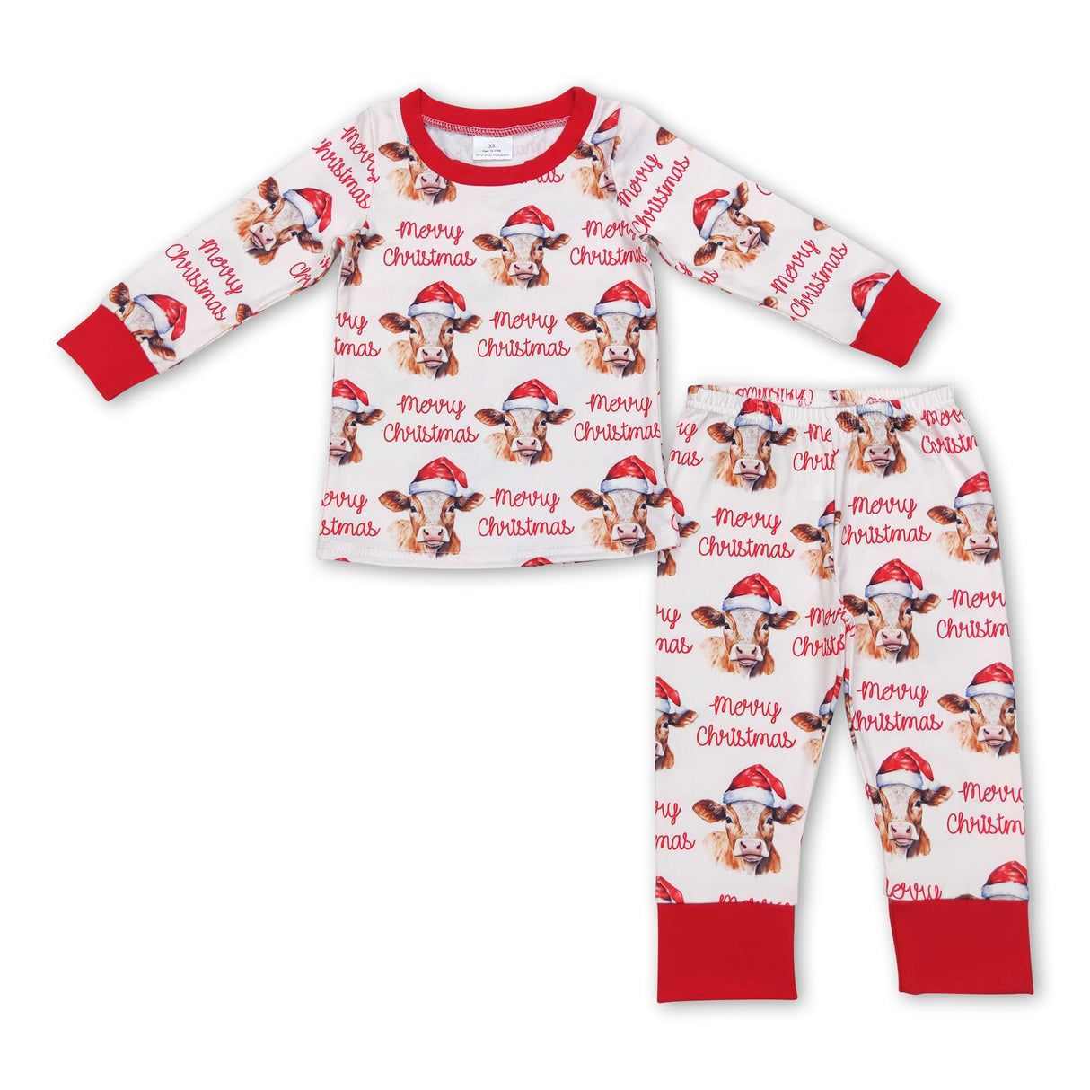 Merry Christmas cow long sleeves kids boy pajamas
