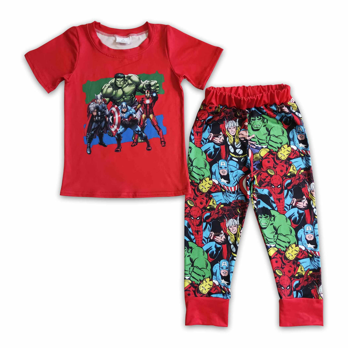 Green man red shirt pants boy clothing set