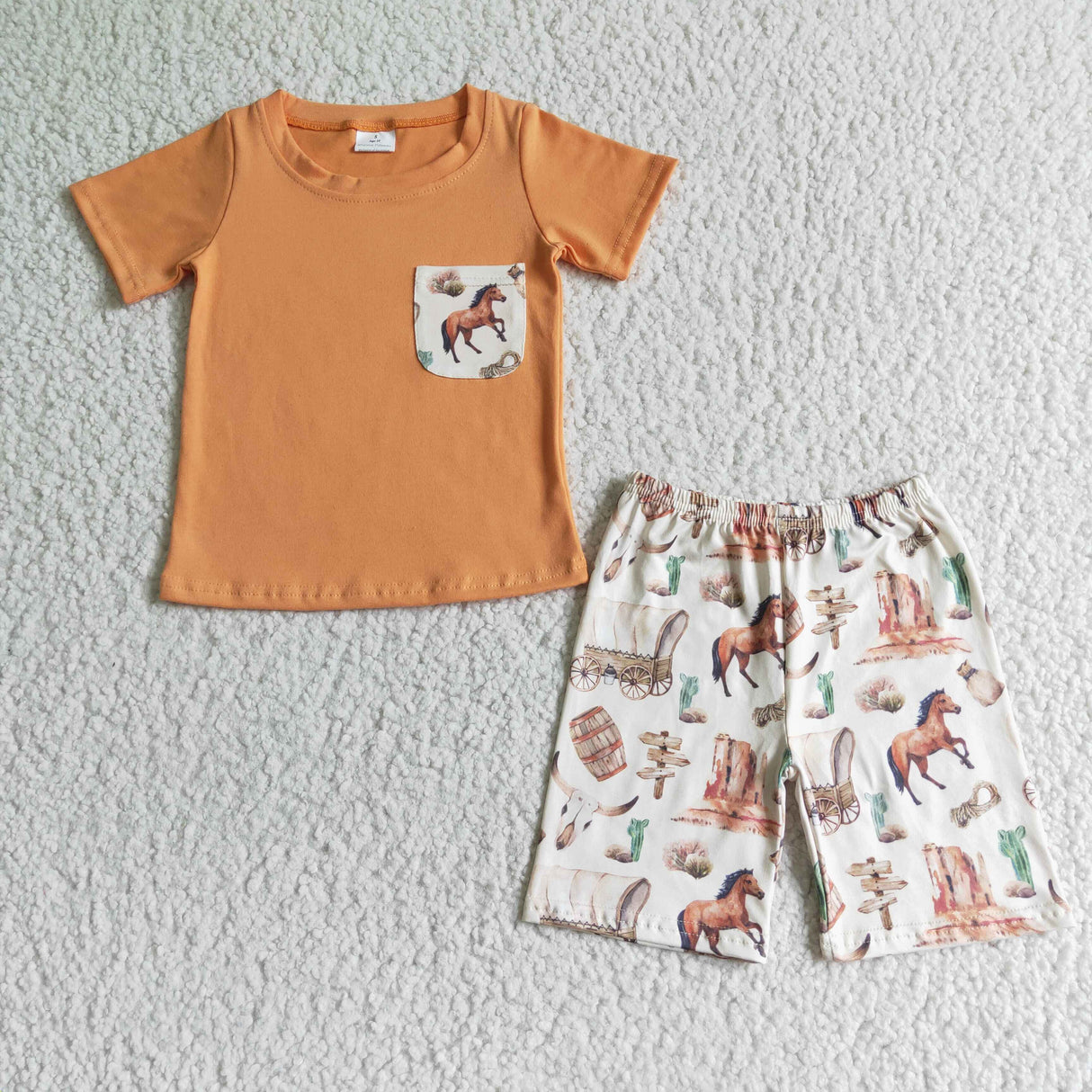 Horse pocket boy summer clothing set
