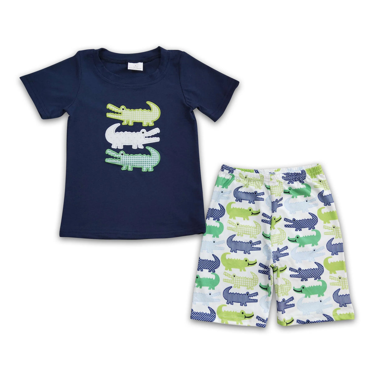 Boys Brown Crocodile Printed Short Sleeve T-Shirt With Elasticated Shorts Sets main image 0