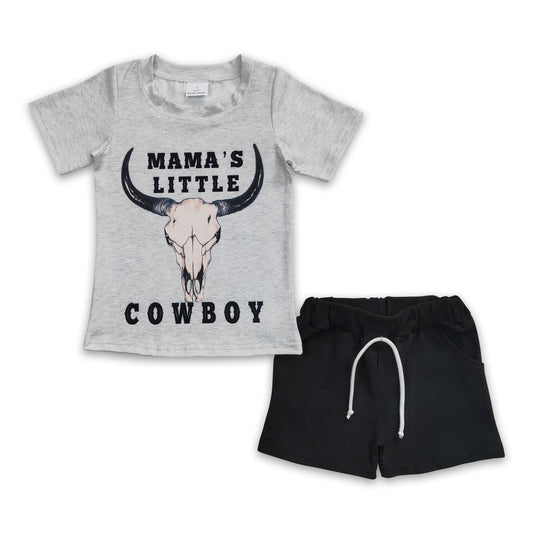 Mama's little cowboy shirt shorts kids boy summer outfits