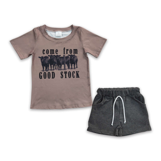 Come from stock cow shirt shorts kids boy summer outfits