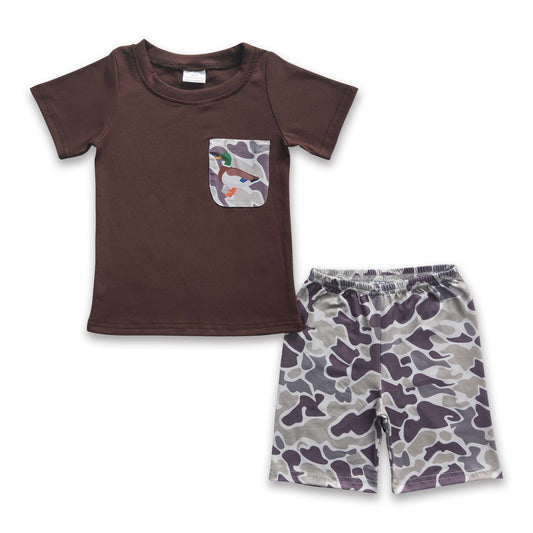 Duck pocket shirt camo shorts boy hunting outfits