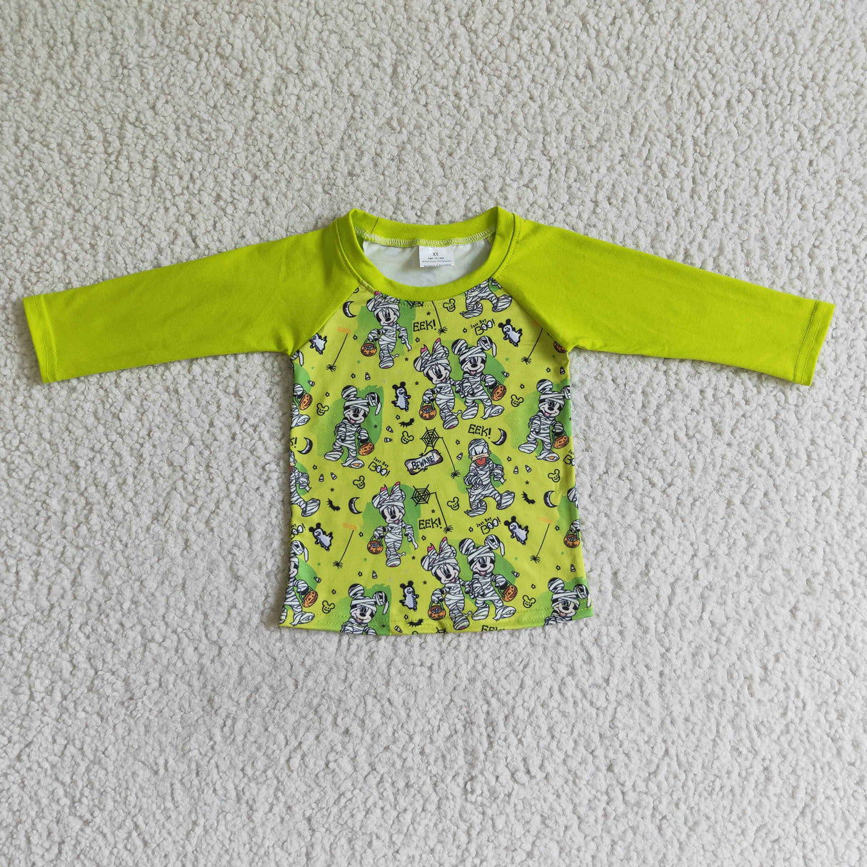Just boy boo mouse green sleeves boy Halloween shirt