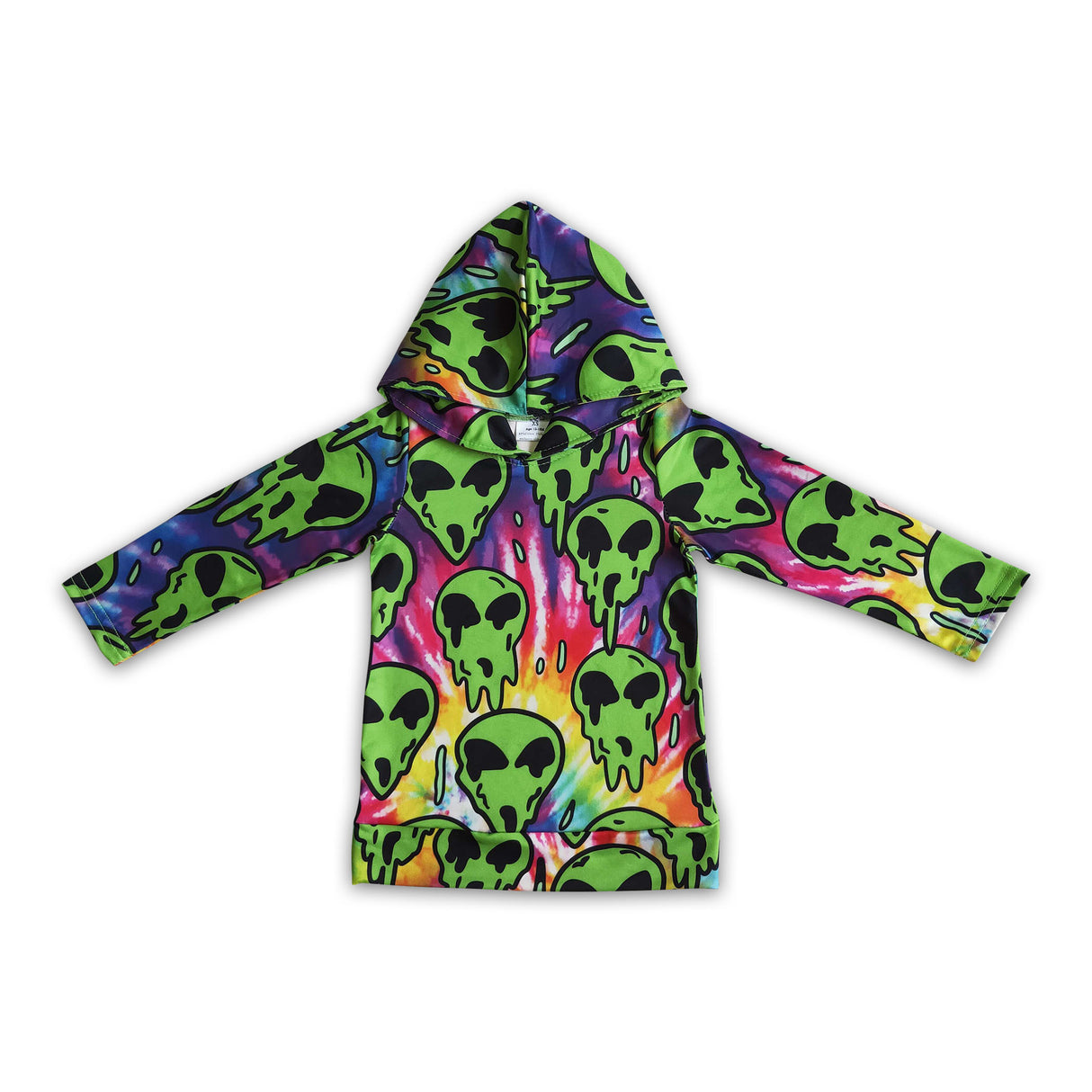 Green skull tie dye boy Halloween hoodie