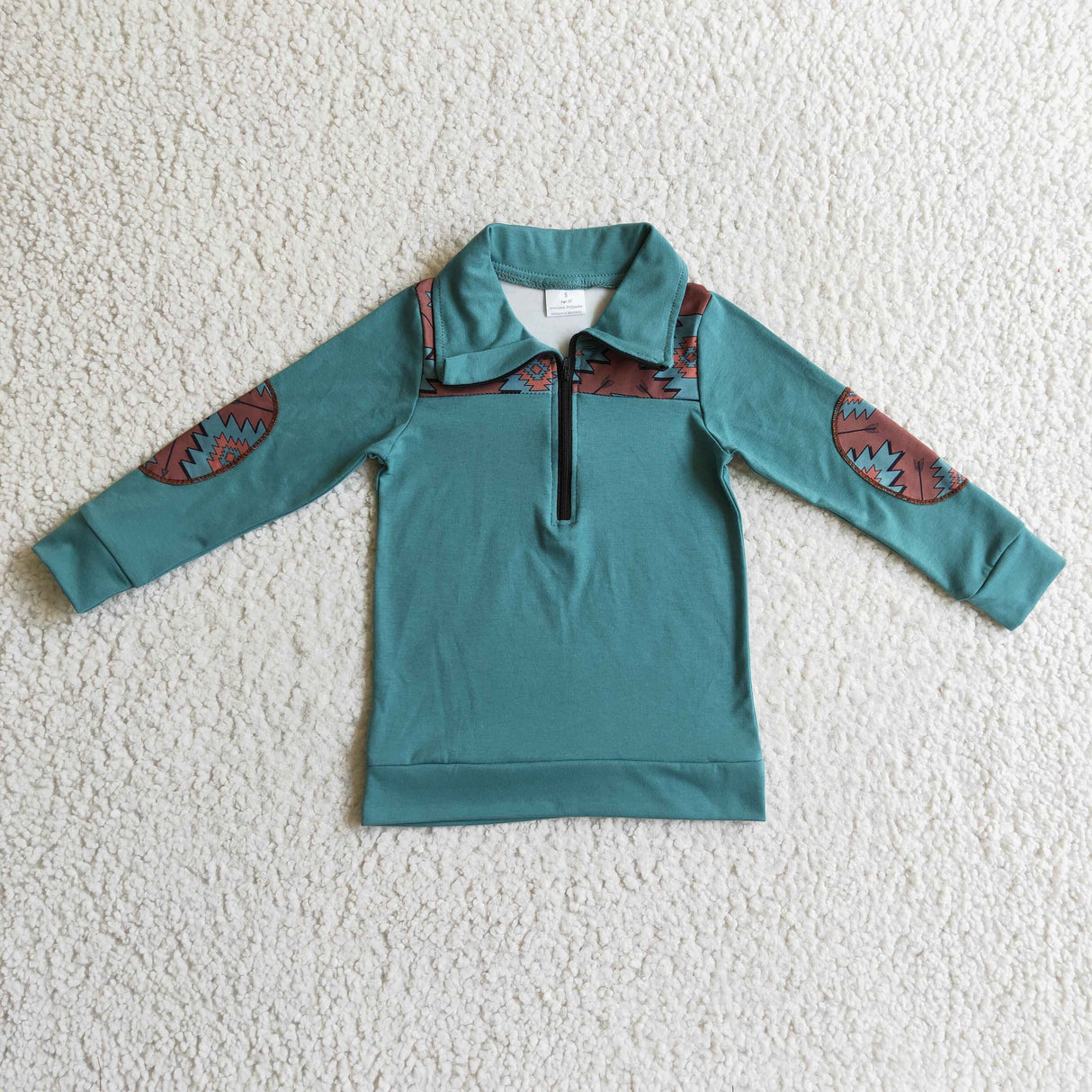 Turquoise aztec baby boy western zipper pullover