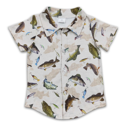 Fish short sleeves kids boy button up shirt