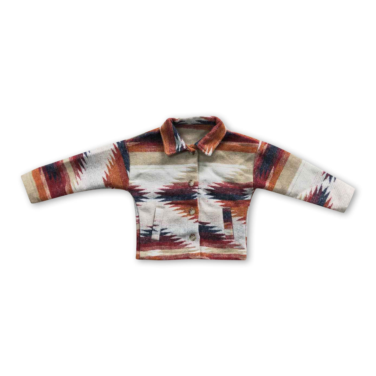 Brown aztec western baby kids flannel button up shirt