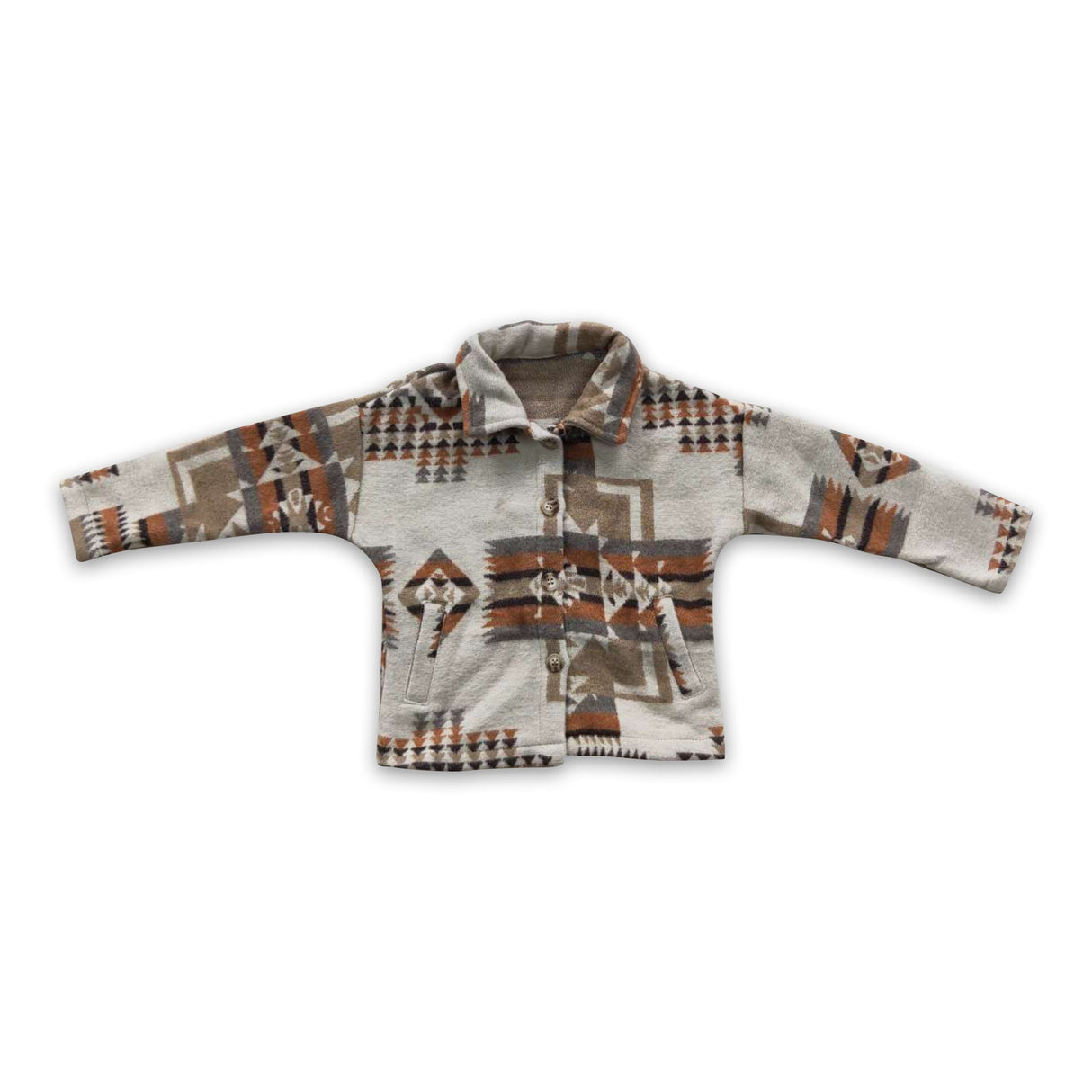 Khaki pockets baby kids flannel button up shirt