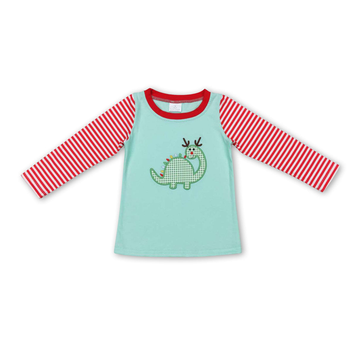 Dinosaur stripe long sleeves kids boy Christmas shirt