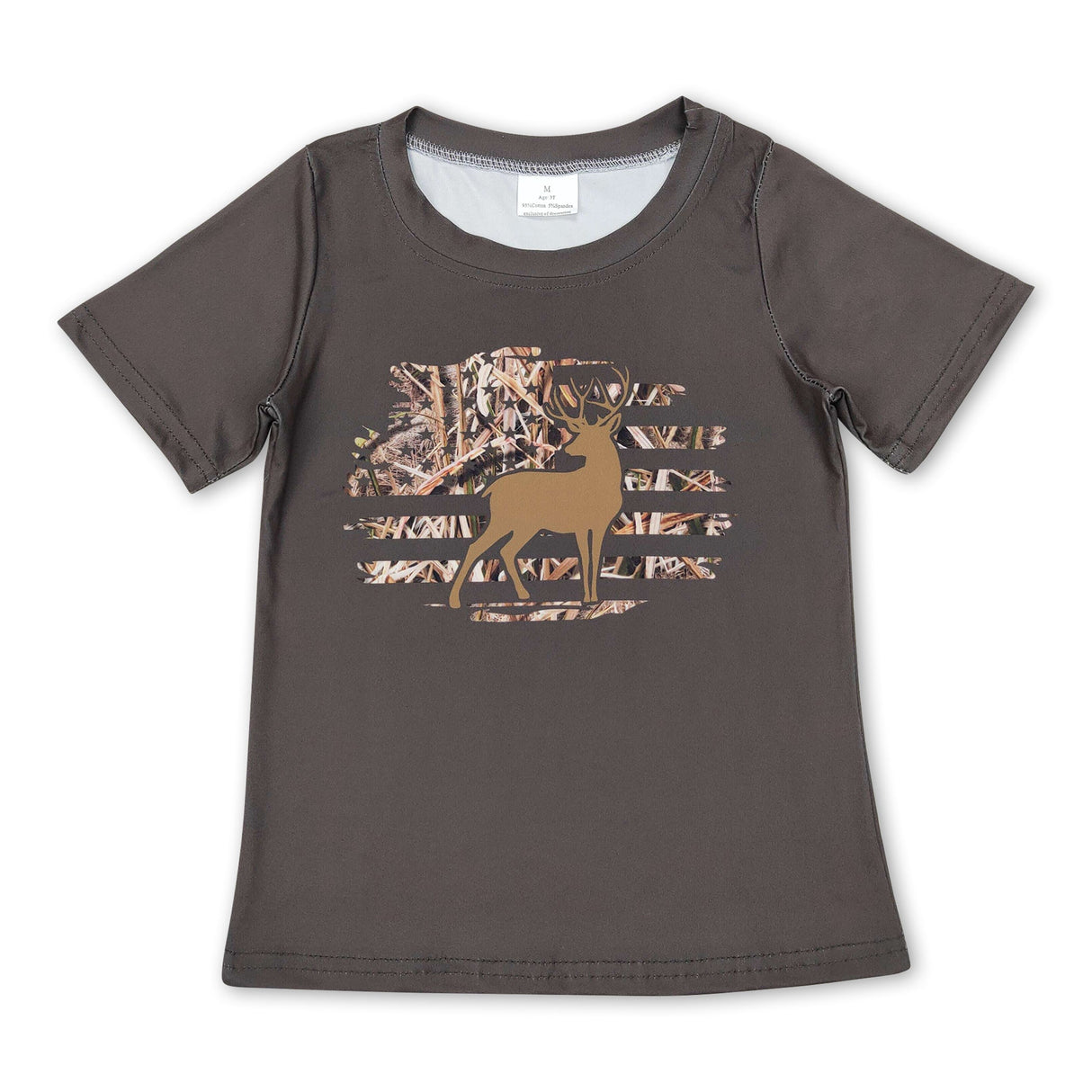 Olive deer camo short sleeves boy hunting shirt