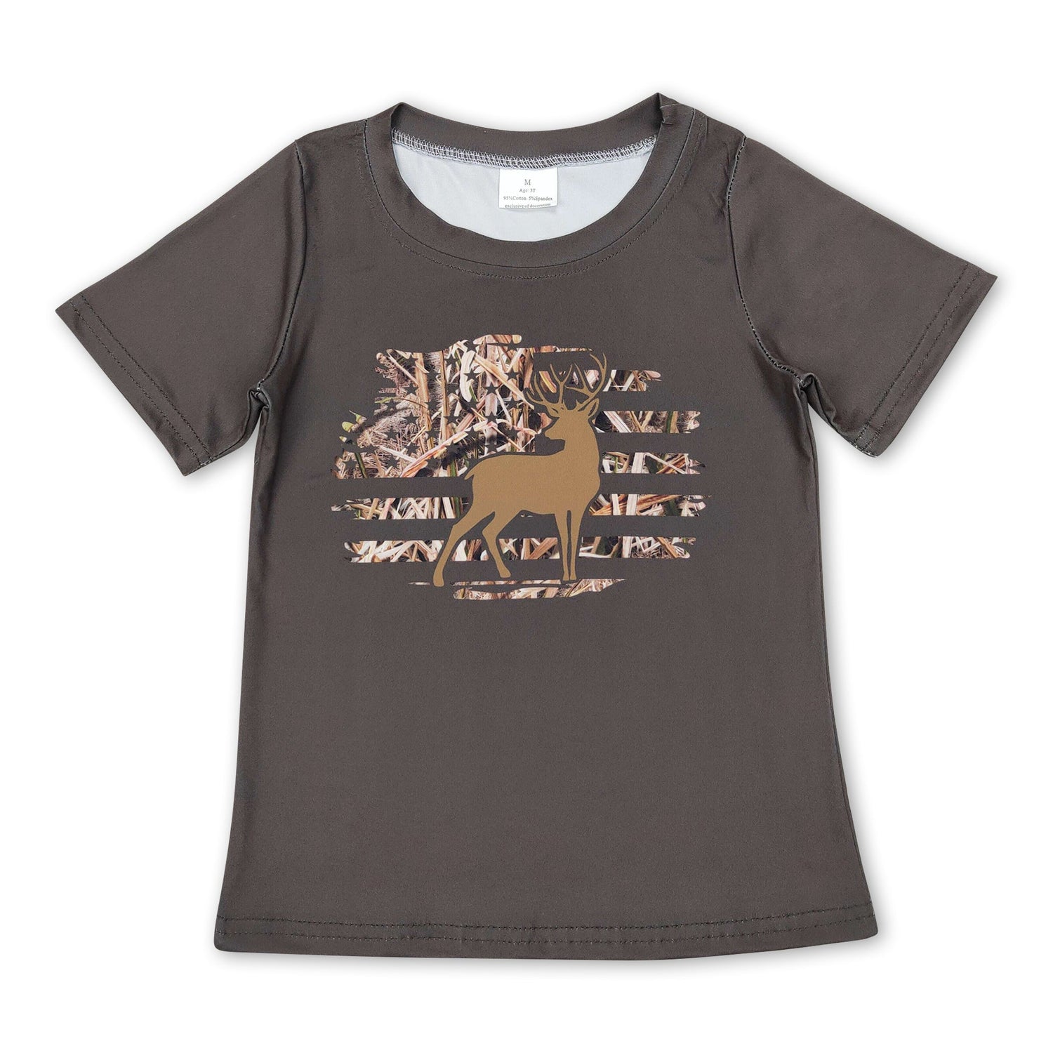 Olive deer camo short sleeves boy hunting shirt