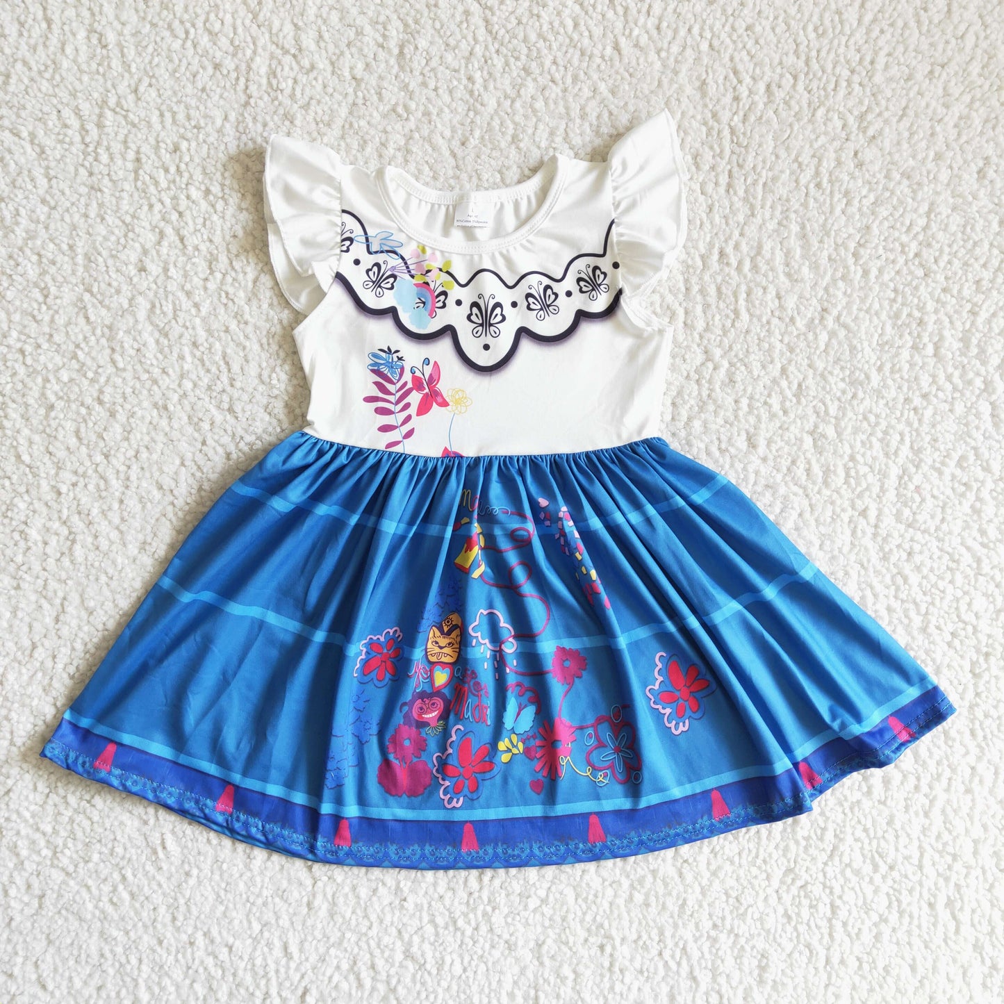 Flutter sleeve girls cute magic twirl summer dresses