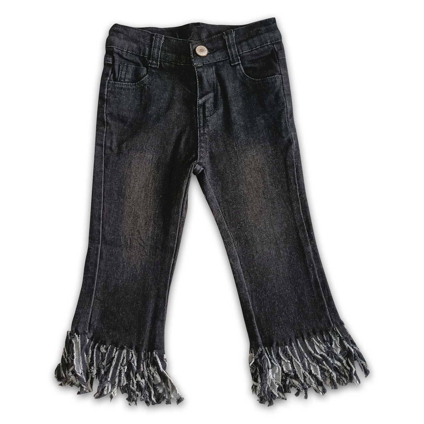 Girl Black Tassel denim pants