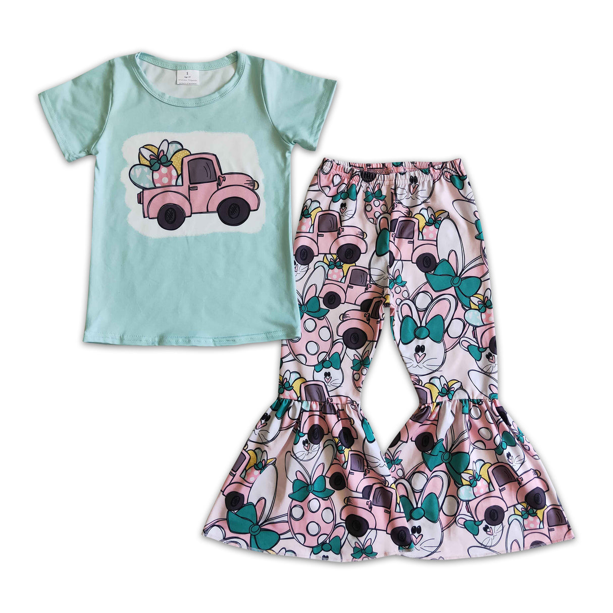 Easter truck egg print shirt bunny pants girls boutique clothing set
