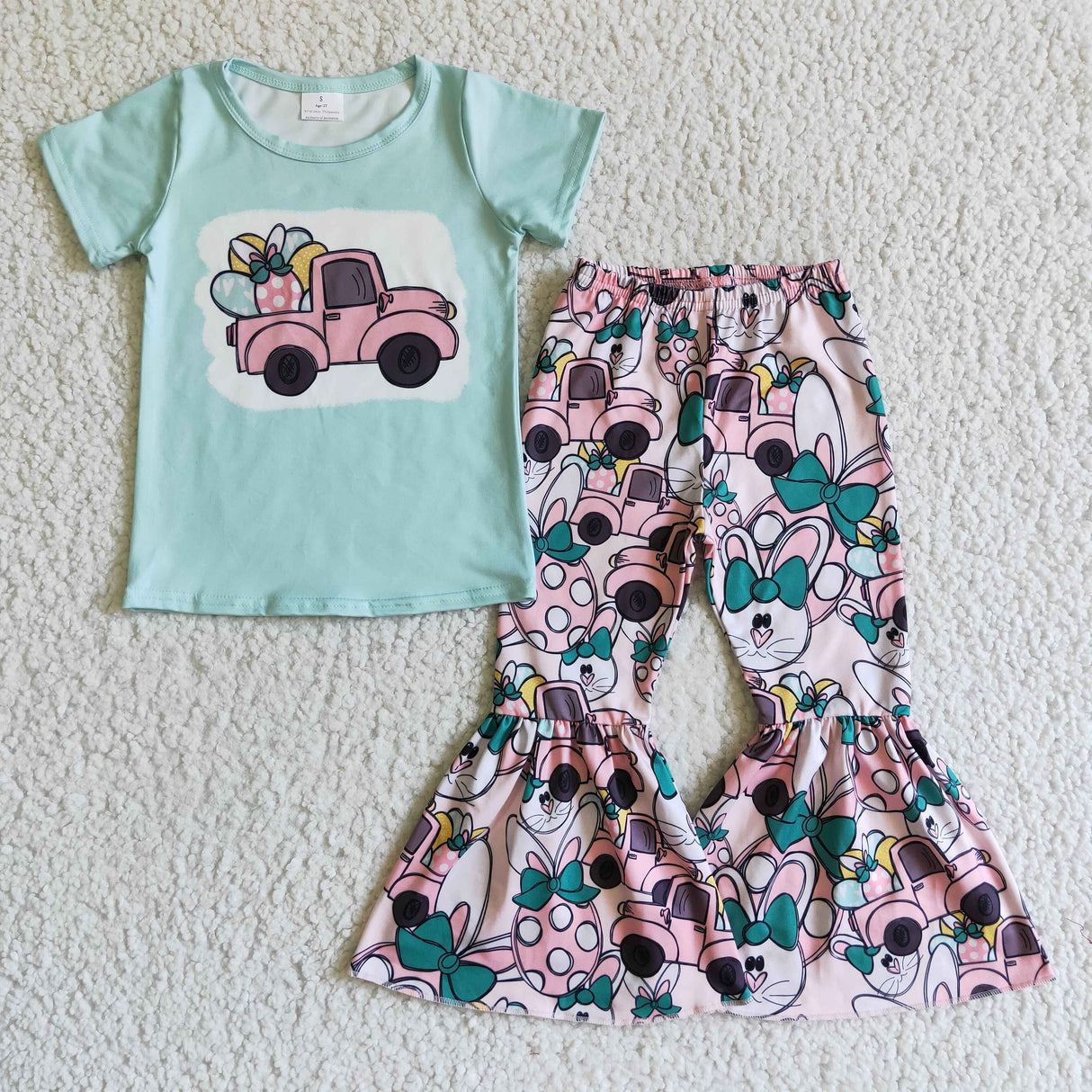 Easter truck egg print shirt bunny pants girls boutique clothing set