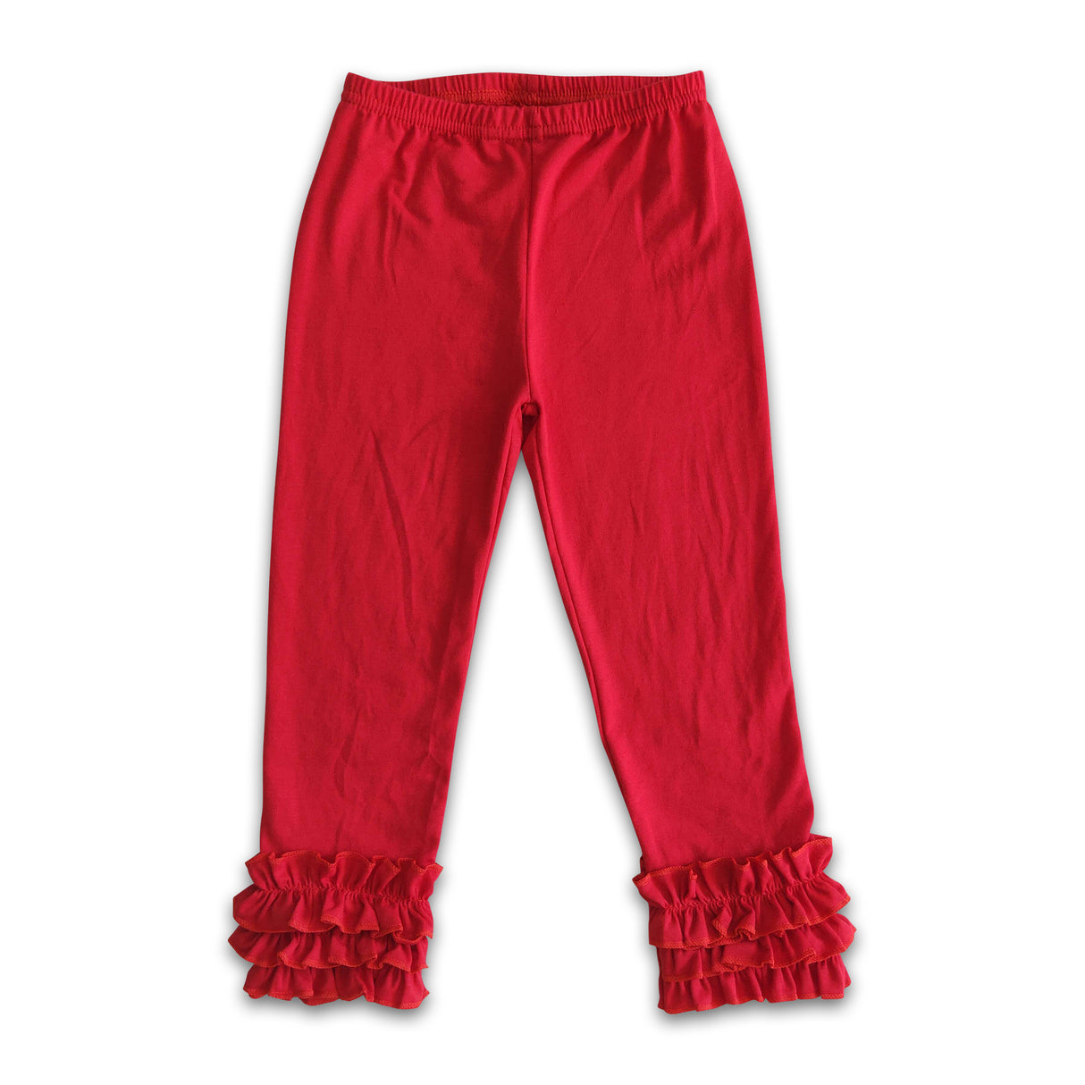 Red cotton girls icing ruffle leggings