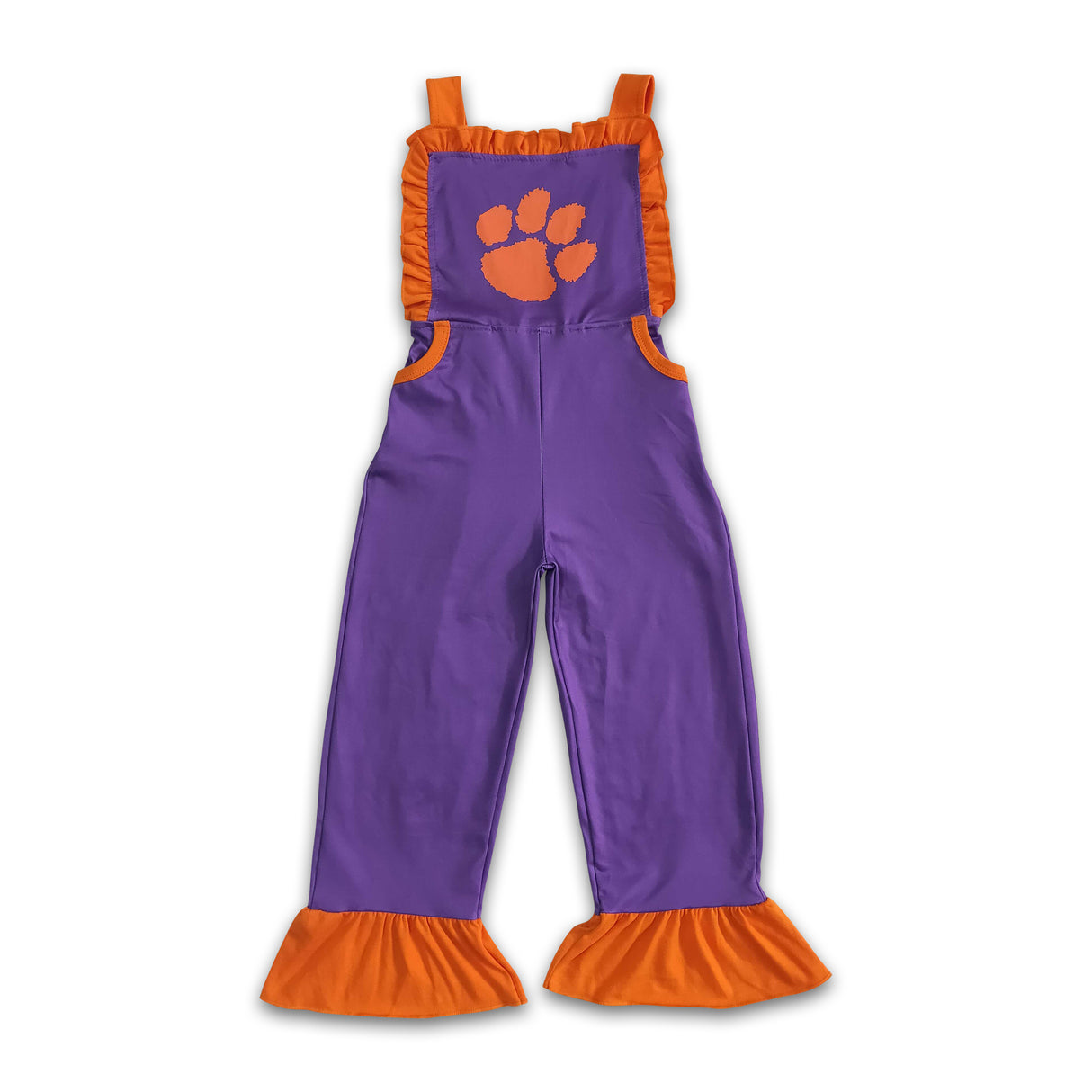 Purple orange pocket girls team overalls