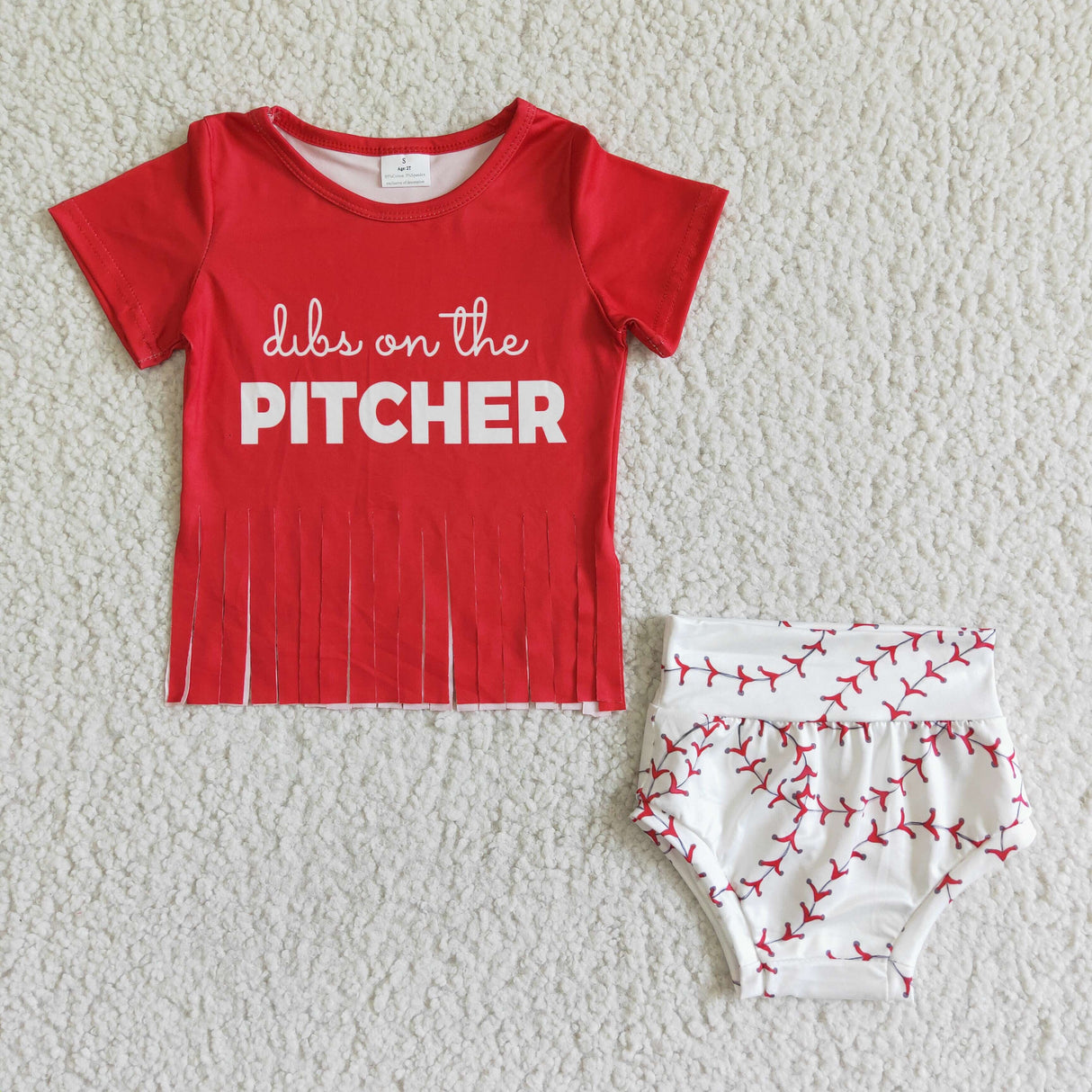 Red tassels shirt bummies baby baseball clothes