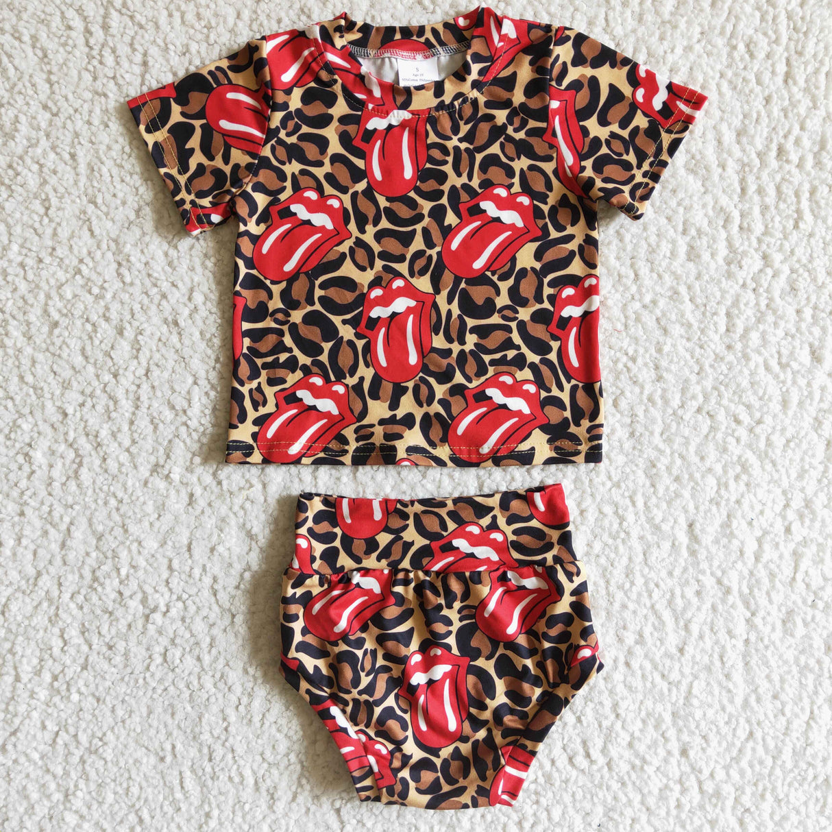 Tongue leopard short sleeve shirt bummies singer baby girls clothes