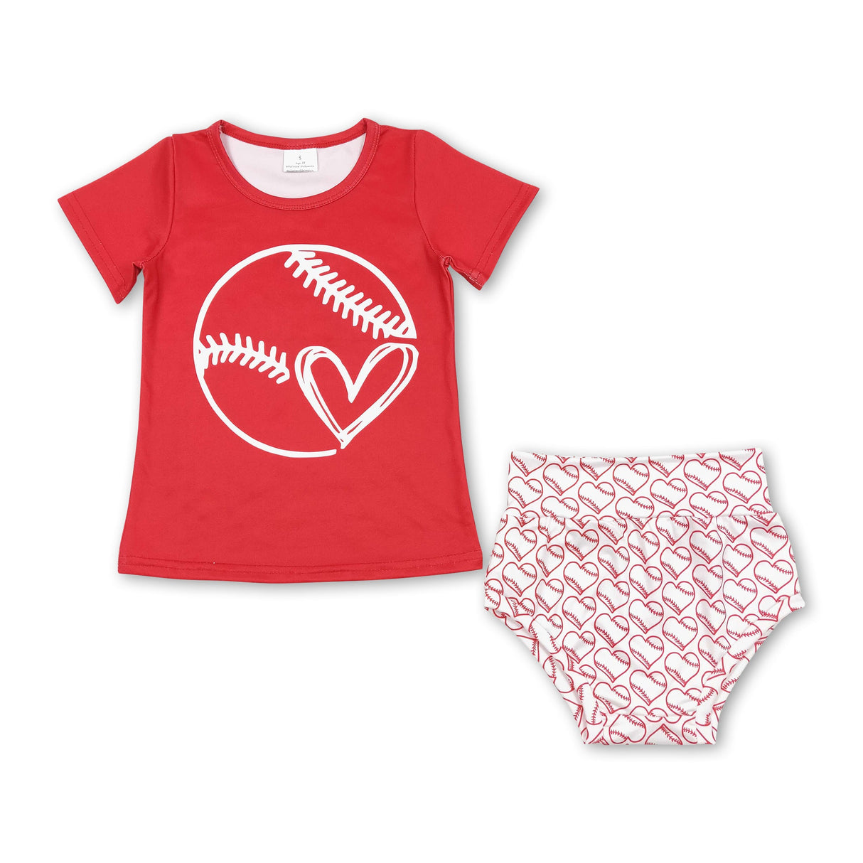 Heart ball top baseball bummies girls clothes