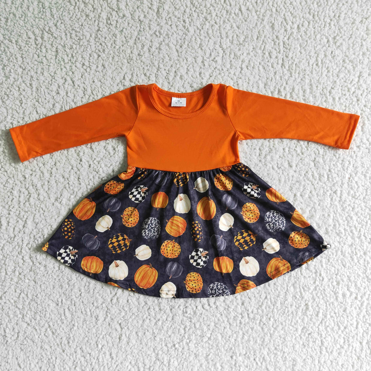 Orange pumpkin baby girls twirl Halloween dresses