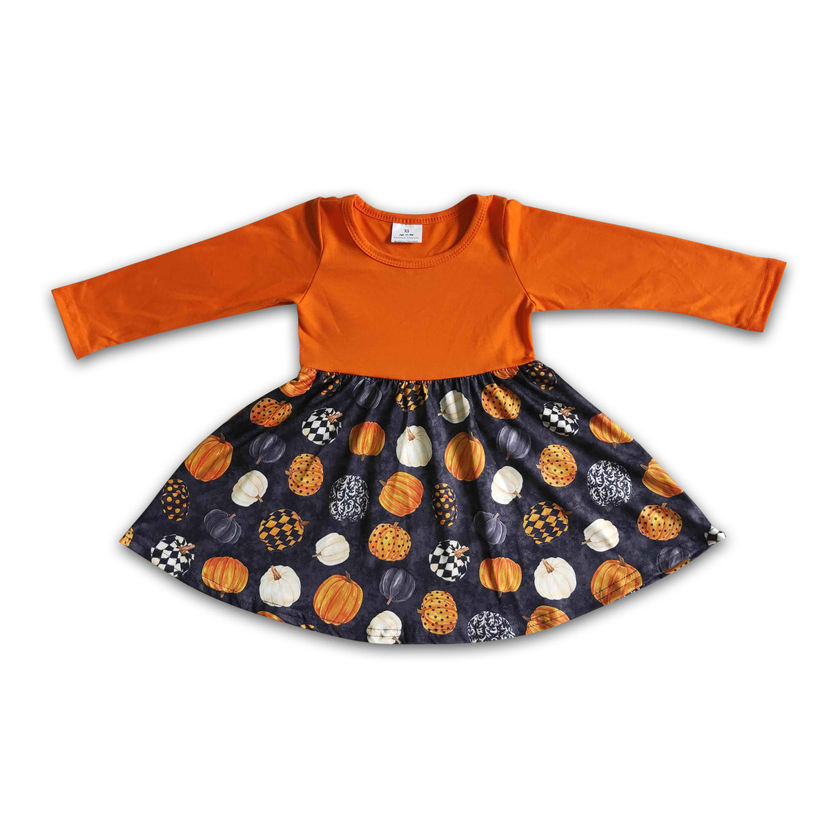Orange pumpkin baby girls twirl Halloween dresses