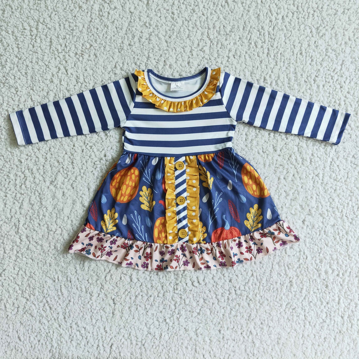 Stripe pumpkin floral girls fall dresses