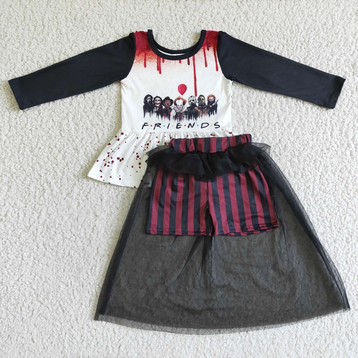 Friends peplum shorts match tulle girls Halloween clothes