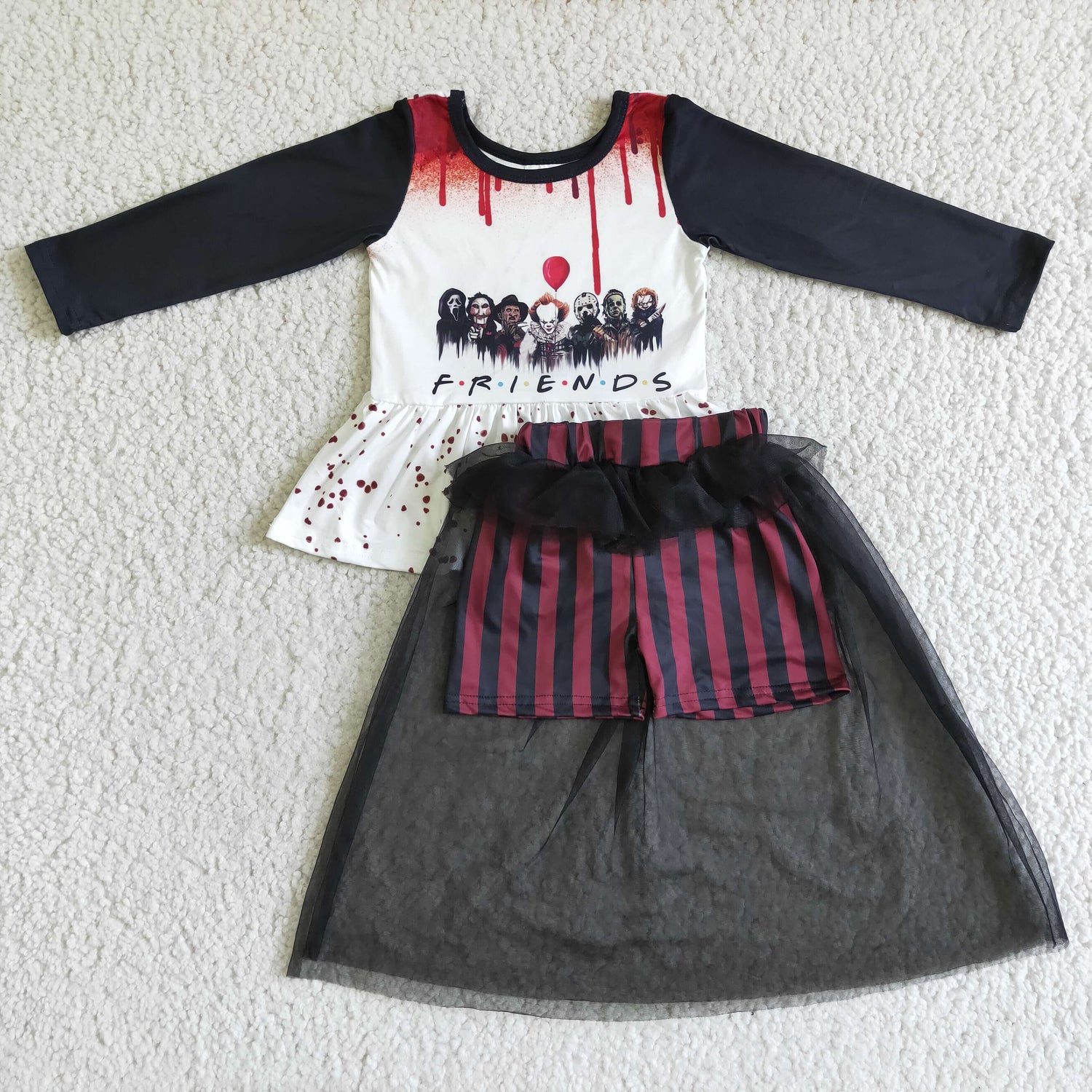 Friends peplum shorts match tulle girls Halloween clothes