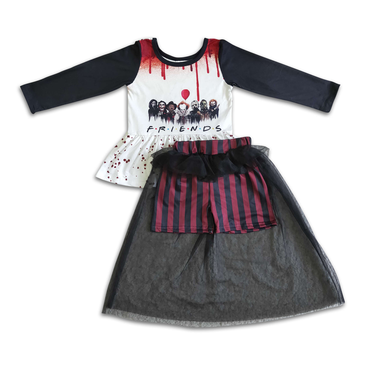 Friends peplum shorts match tulle girls Halloween clothes