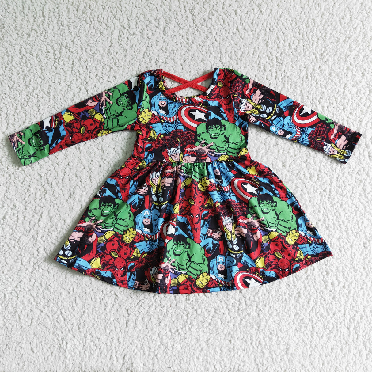 Green man long sleeve girls twirl dresses