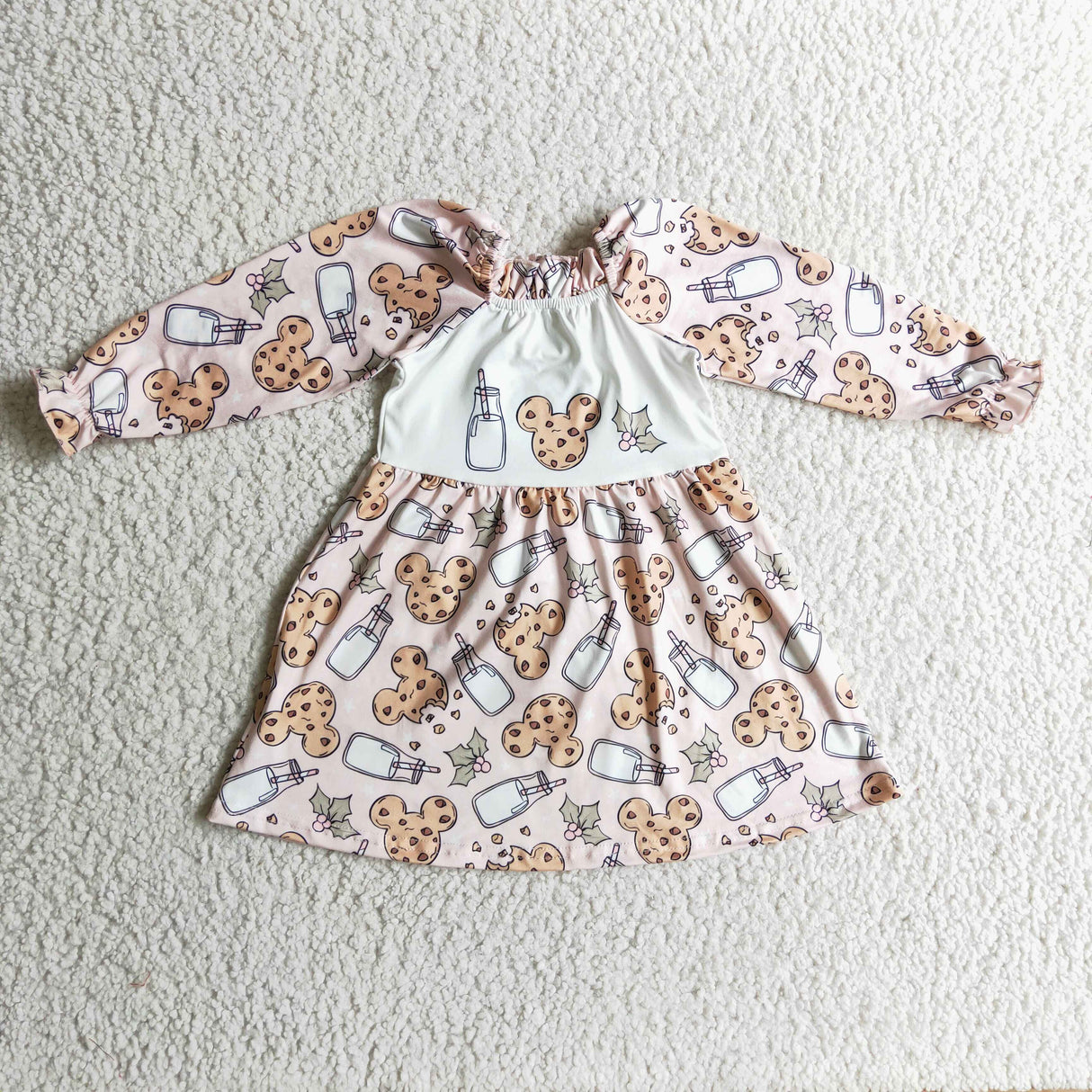 Milk biscuit mouse baby girls Christmas dress