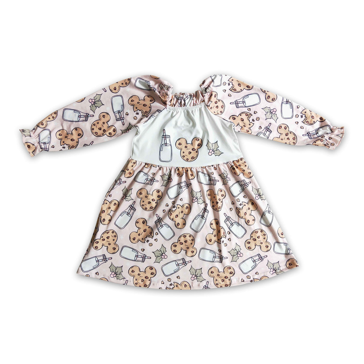 Milk biscuit mouse baby girls Christmas dress