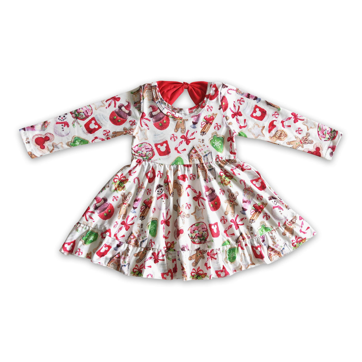 Gingerbread snowman snacks girls Christmas twirl dresses
