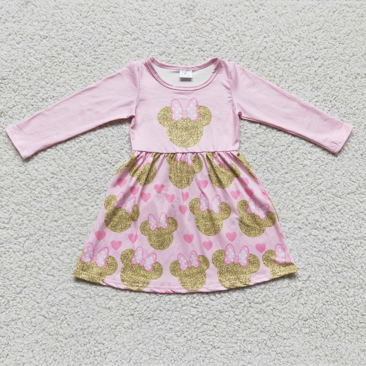 Pink heart mouse kids girls Valentine's dresses