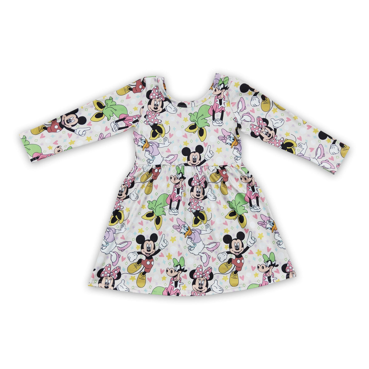 Duck mouse heart long sleeves baby girls dresses