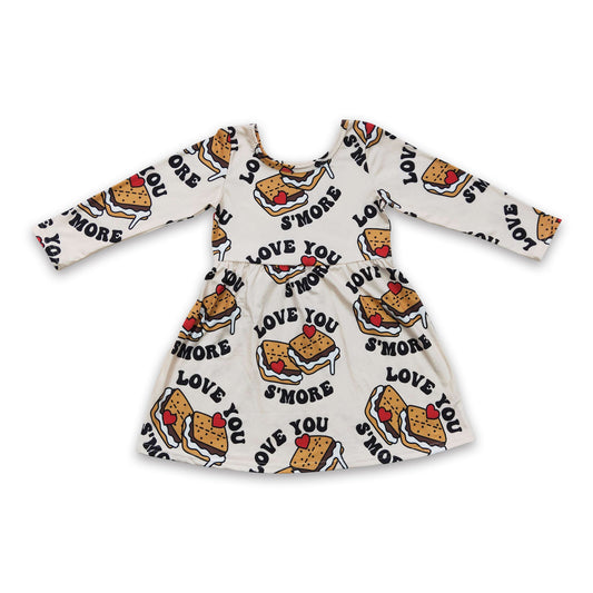 Love you more biscuit baby girls long sleeves dresses