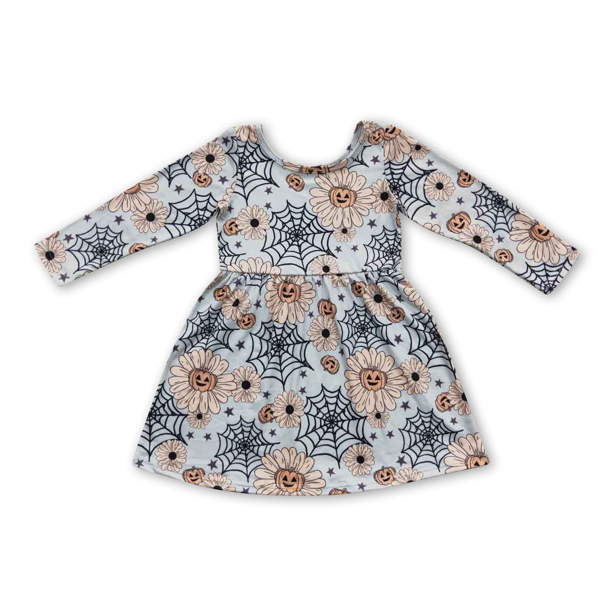 Spider web pumpkin flower girls Halloween dress