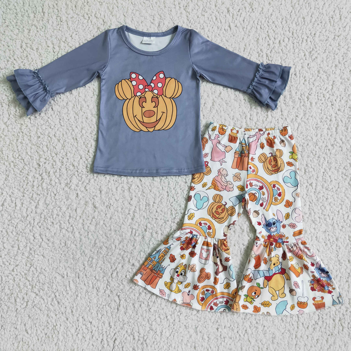 Long sleeve mouse pumpkin rainbow snacks girls fall clothing